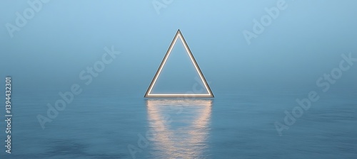 Obraz na płótnie A shining illuminated triangle shape floating on water w salonie