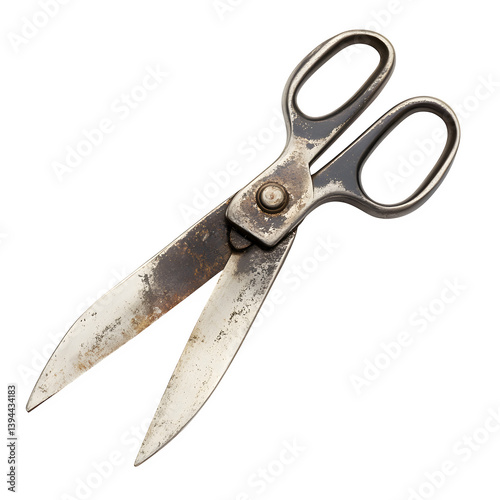 Pair of stainless steel gardening shears isolated on white background