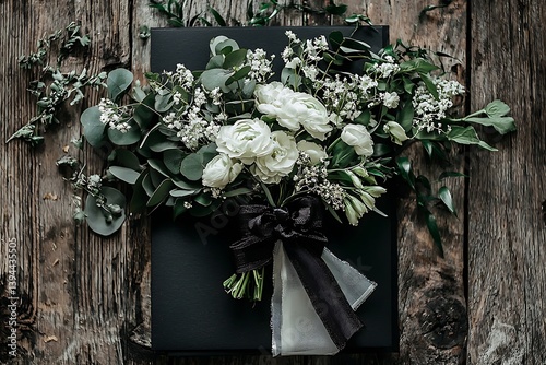 Obraz na płótnie An elegant arrangement of flowers atop a black box w salonie