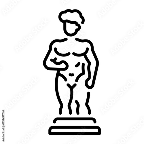 Chiseled marble statue icon in linear style 