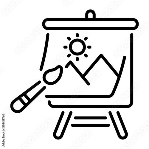 A linear style icon showing a canvas art 