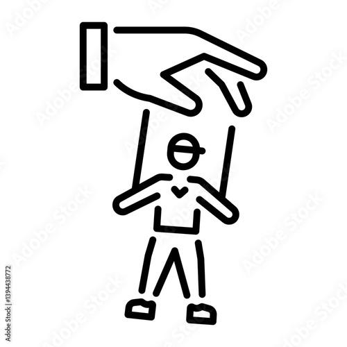 A linear style icon of a puppet show 