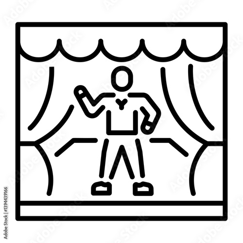 A character performing in a theatre, line icon 
