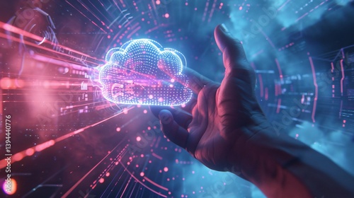 Digital Hand Grasping Cloud Computing Network of excellence in splendor beyond compare with grace