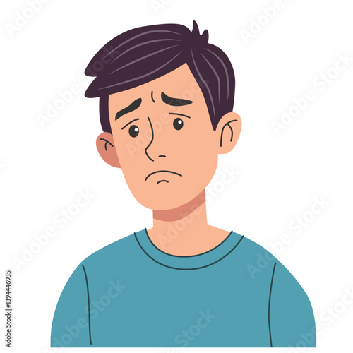 Depressed man with sad expression showing mental health awareness, stress, expressing negative emotions