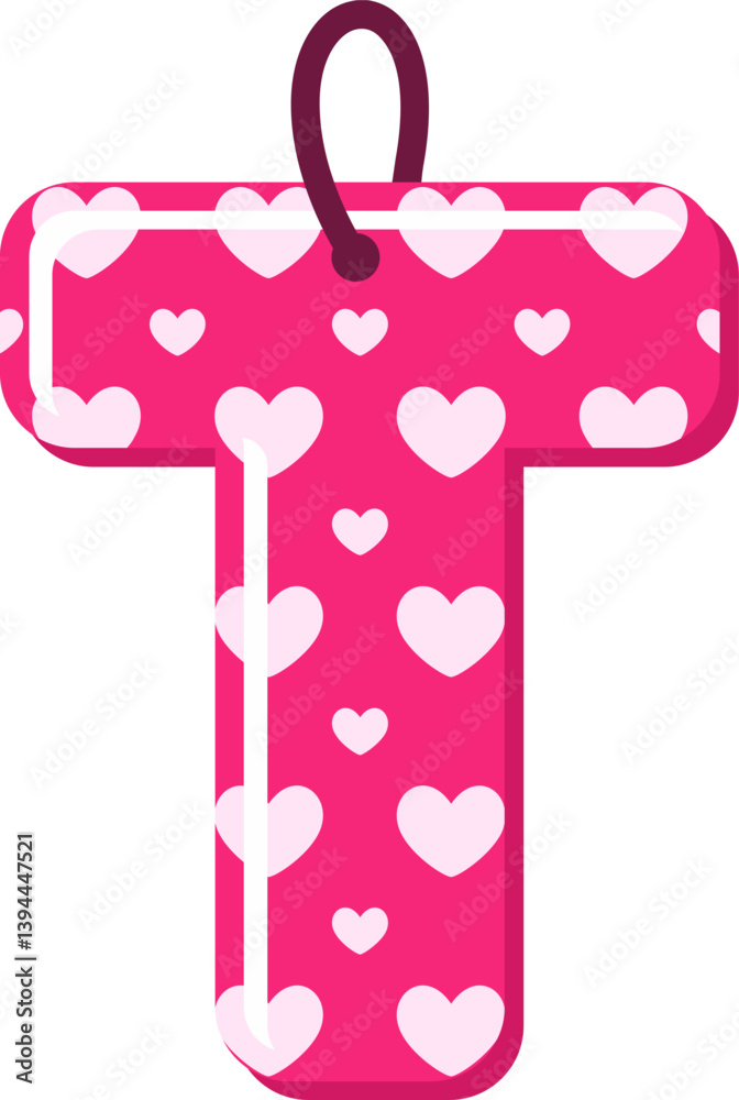 Obraz premium Tag Love Letter Vector Element Alphabet T