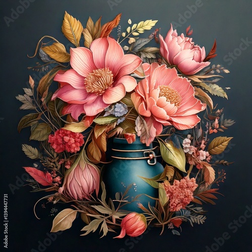 Obraz na płótnie Illustration of flowers w salonie