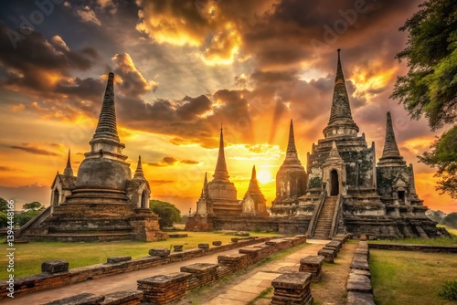 Majestic Temple Ruins of Wat Yai Chaimongkol Ayutthaya Historical Park Thailand A Glimpse into Thailands Rich Past