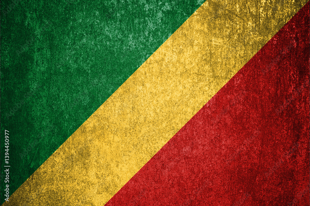 Republic of the Congo State Flag. Dirty Republic of the Congo flag on metal surface. Republic of the Congo State Flag. Dirty Republic of the Congo flag on metal surface.