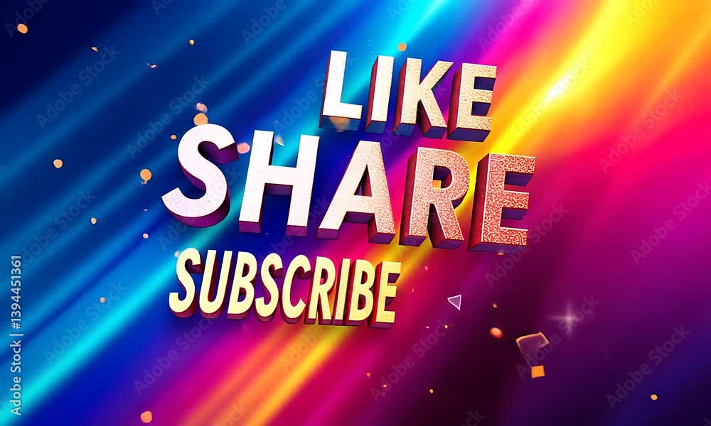 Like Share Subscribe Animated End Screen Colorful 3D Text