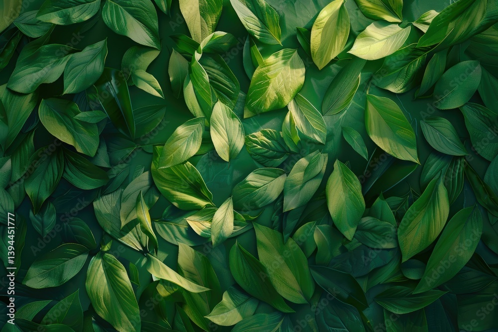 Obraz premium Ultra Hd Picture of Flat Lay Composition of Green Leaves