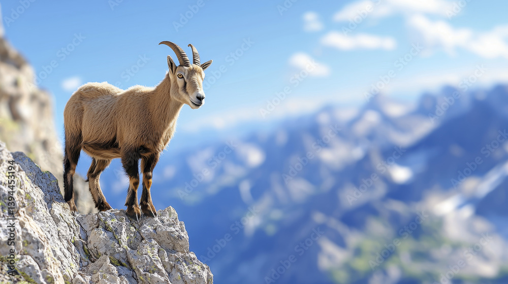 mountain goat expertly climbing rocky ledge, showcasing its agility and strength against stunning mountainous backdrop mountain goat expertly climbing rocky ledge, showcasing its agility and strength against stunning mountainous backdrop