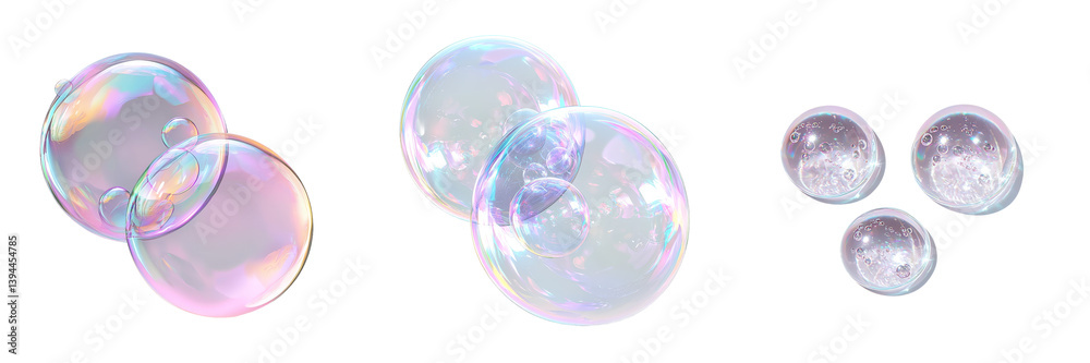 Elegant isolated minimalist mockups of translucent soap bubbles showcasing vibrant colors and soft reflections Elegant isolated minimalist mockups of translucent soap bubbles showcasing vibrant colors and soft reflections