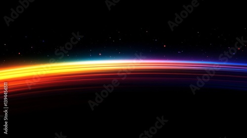 Vibrant Planet Horizon at Night with Colorful Atmosphere