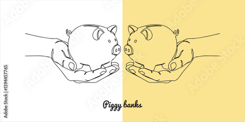 Two piggy banks, representing different genders, rest in open hands, symbolizing financial management and savings across diverse perspectives. This imagery highlights the importance of budgeting.