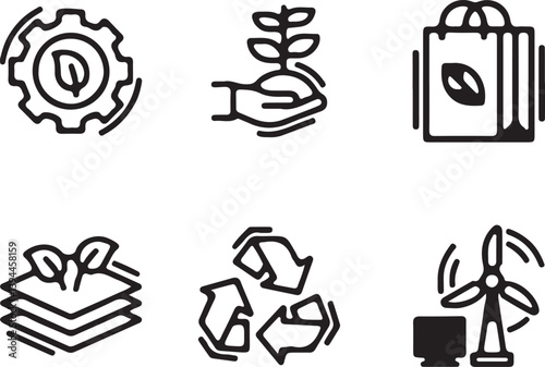 Eco & Sustainability Icon Set – Recycle, Green Energy, and Environment Symbols for Earth Day