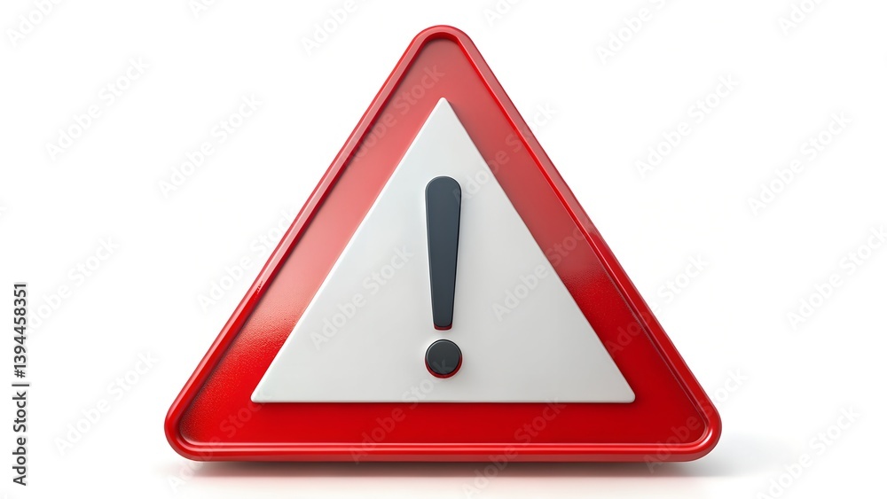 Red Triangular Warning Sign with Exclamation Mark on Plain White Background – Caution & Danger Indicator Red Triangular Warning Sign with Exclamation Mark on Plain White Background – Caution & Danger Indicator