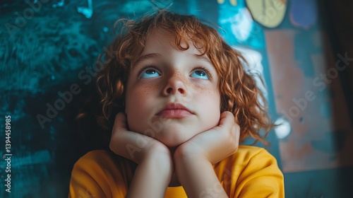 Child using a visual communication board to express emotions during National Autism Awareness Month in a bright classroom setting