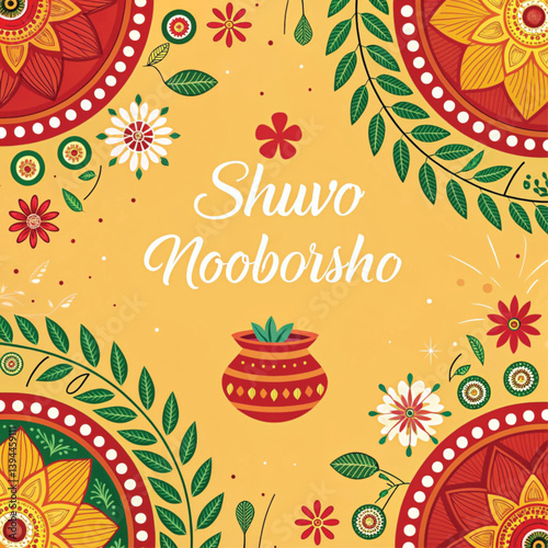 Shuvo Noboborso with beautiful background