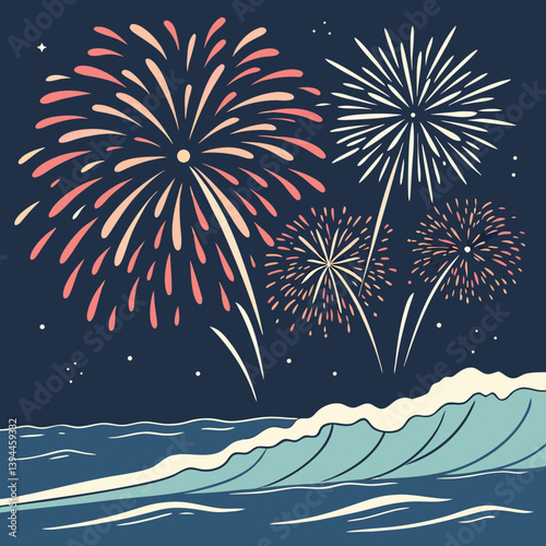 fireworks on the sea