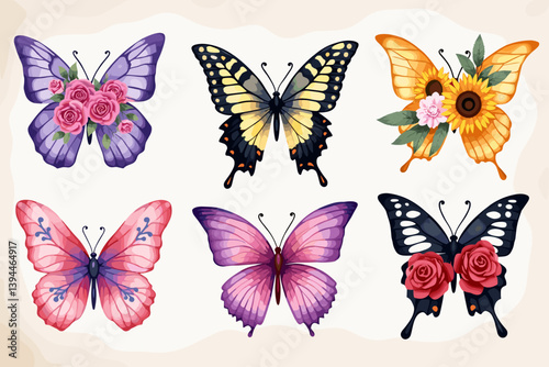 Wallpaper Mural Floral Butterfly Clipart Set Torontodigital.ca