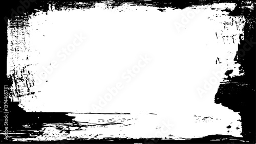 Detailed textured grunge frame. Textures are separate objects. Black and white grunge frame background. Heavy grunge border for your images. 