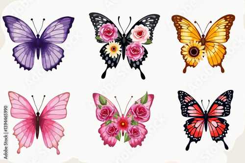Wallpaper Mural Floral Butterfly Clipart Set Torontodigital.ca