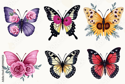 Wallpaper Mural Floral Butterfly Clipart Set Torontodigital.ca