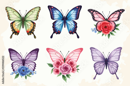 Wallpaper Mural Floral Butterfly Clipart Set Torontodigital.ca