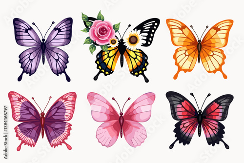 Wallpaper Mural Floral Butterfly Clipart Set Torontodigital.ca