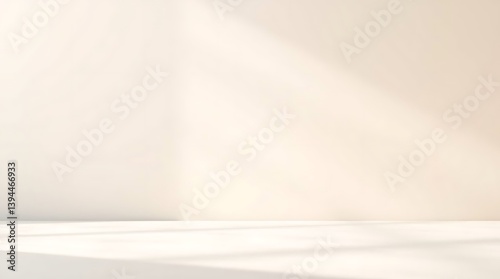 Minimalist Cream Wall and Floor with Subtle Sunlight: Clean Background, Empty Space, Interior Scene