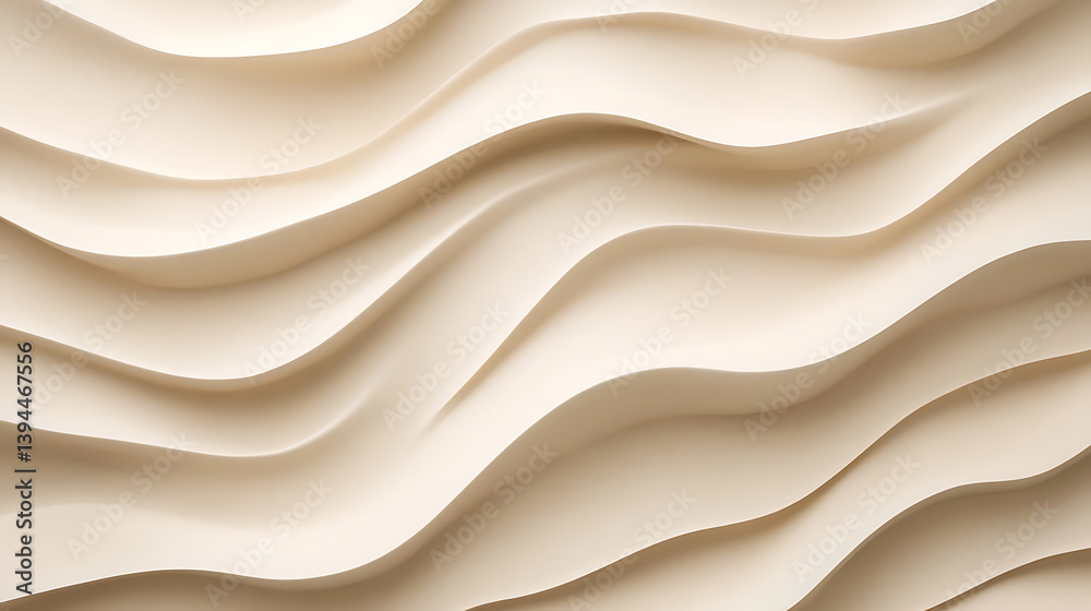 Fototapeta premium Gentle rippling sand dunes on a warm desert beige canvas, Soft organic waves forming natural patterns, Nature-inspired minimalist style