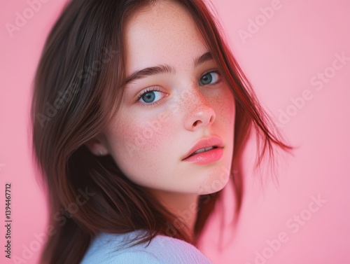 Pretty woman with rosy cheeks