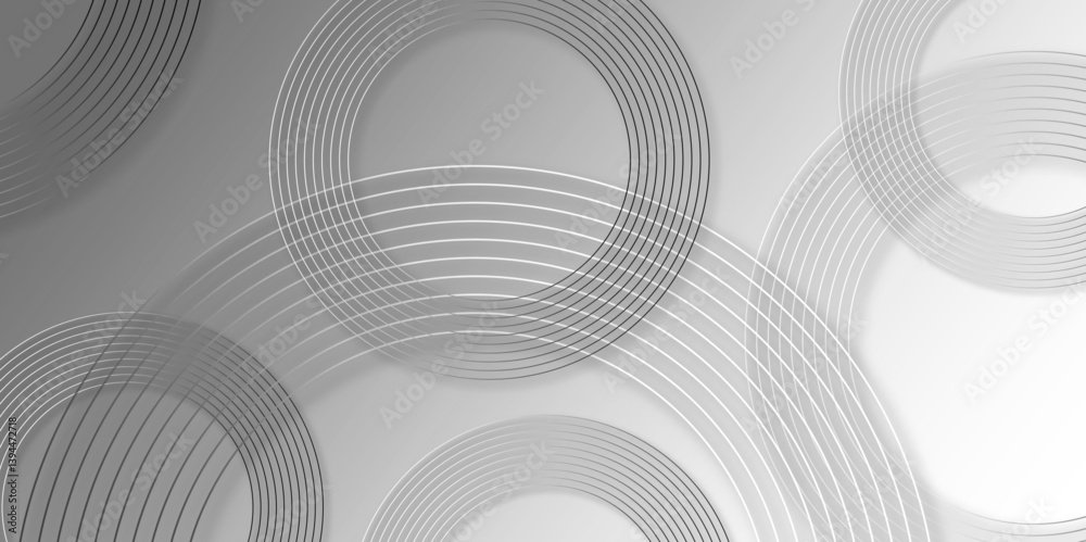 Naklejka premium Abstract white glowing geometric lines on gray background. White geometric abstract background overlap layer on bright space with lines effect decoration. Abstract Honeycomb Wall Design.