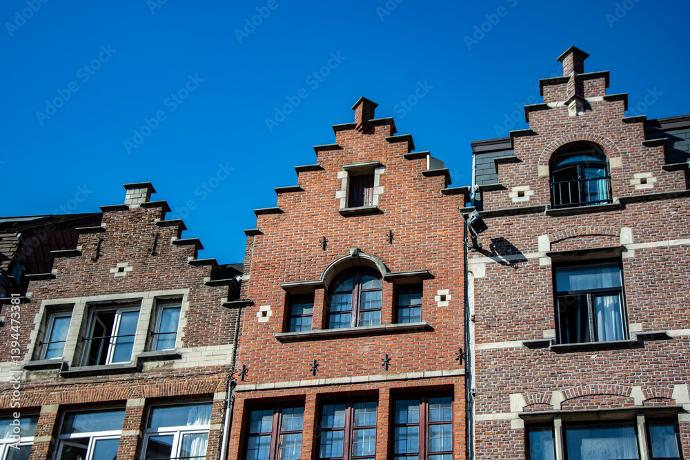 Naklejka premium Typical brick houses in Belgium