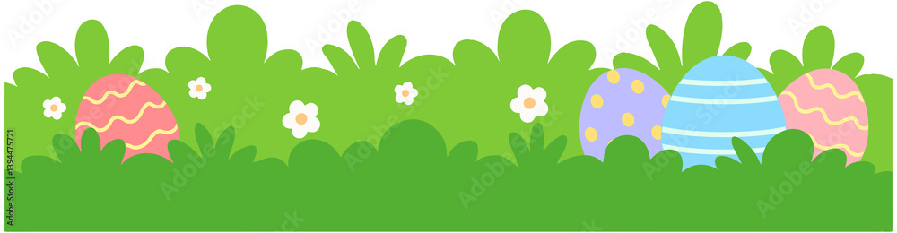 Obraz premium Easter Egg Grass Border Decoration