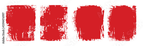 Set of Red ink brush strokes in the shape of rectangle, square design. grunge effect, on chalkboard background can be used as art brushes. vector illustration.