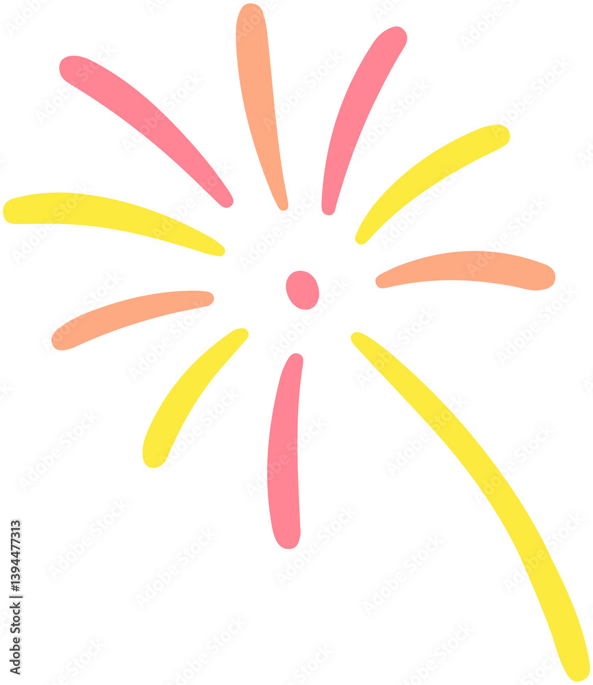 Fototapeta premium Colorful Fireworks Hand Drawn Doodle