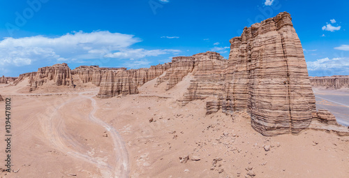 Obraz na płótnie Spectacular yardang landform mountain scenery in Xinjiang. Famous Dahaidao no man's land natural landscape in China. w salonie