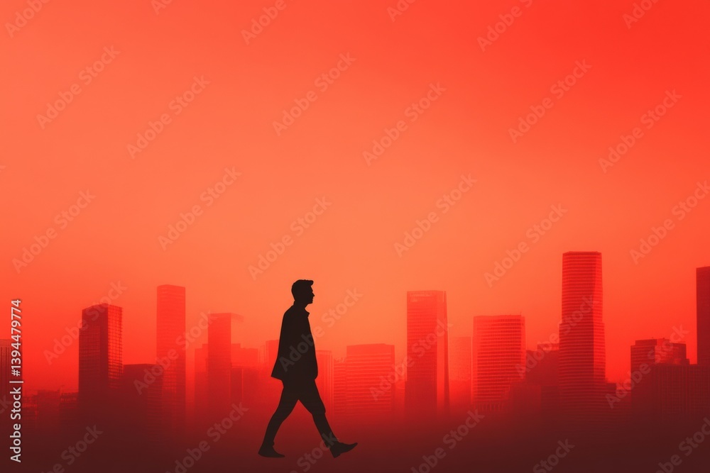 Man walking near skyline Man walking near skyline
