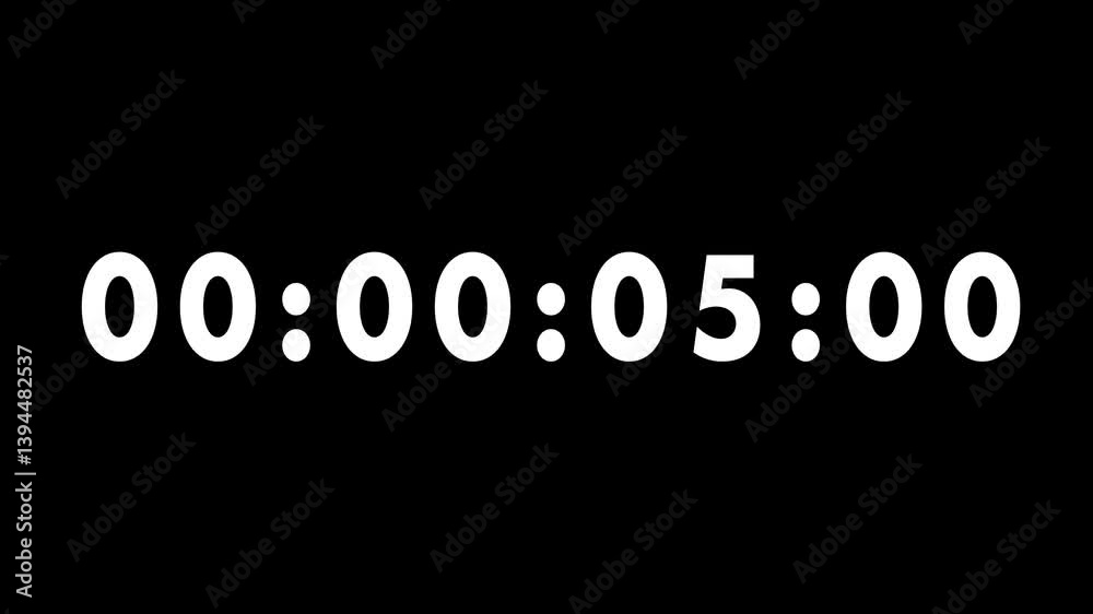 Countdown timecode animation on a black background