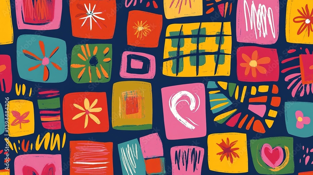 Bold 90s geometric background with colorful abstract shapes and lines. Bold 90s geometric background with colorful abstract shapes and lines.