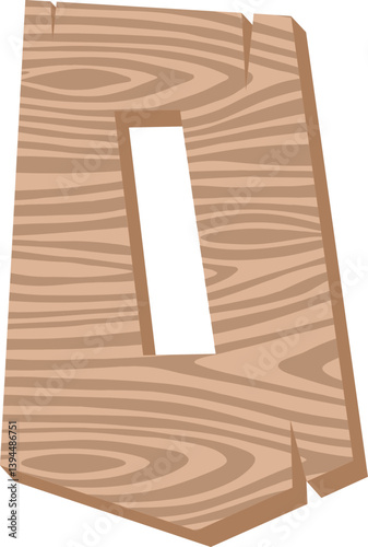 Wood Letter Vector Element Alphabet O