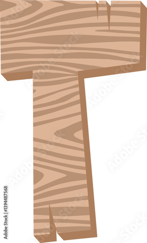 Wood Letter Vector Element Alphabet T