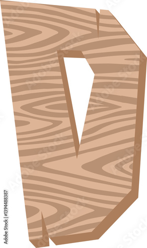 Wood Letter Vector Element Alphabet D