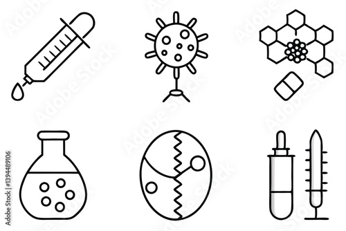 biopharmaceuticals line art showing breakthrough innovation in biopharma industry