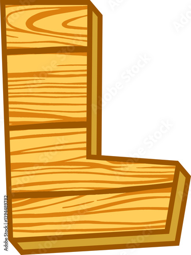 Wood Plank Style Letter Vector Element Alphabet L