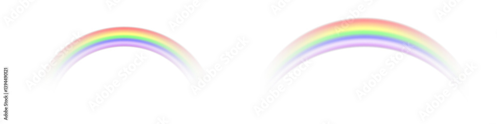 Obraz premium Graphic rainbow on transparent background. Abstract colourful wave with light and curve effect. Bright spectrum illustration. Isolated decorative element.