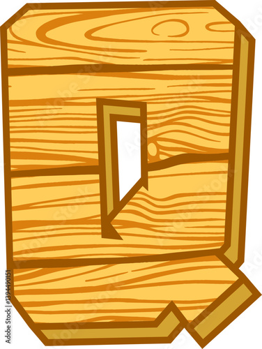 Wood Plank Style Letter Vector Element Alphabet Q