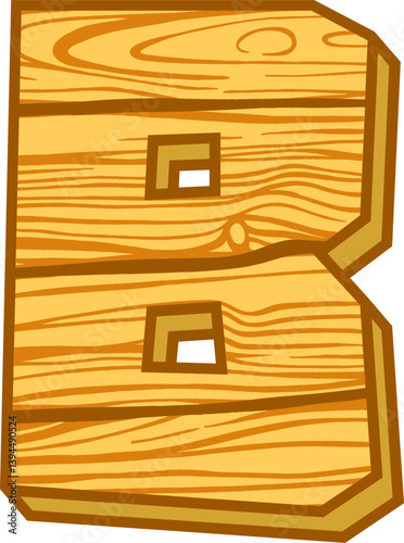 Wood Plank Style Letter Vector Element Alphabet B